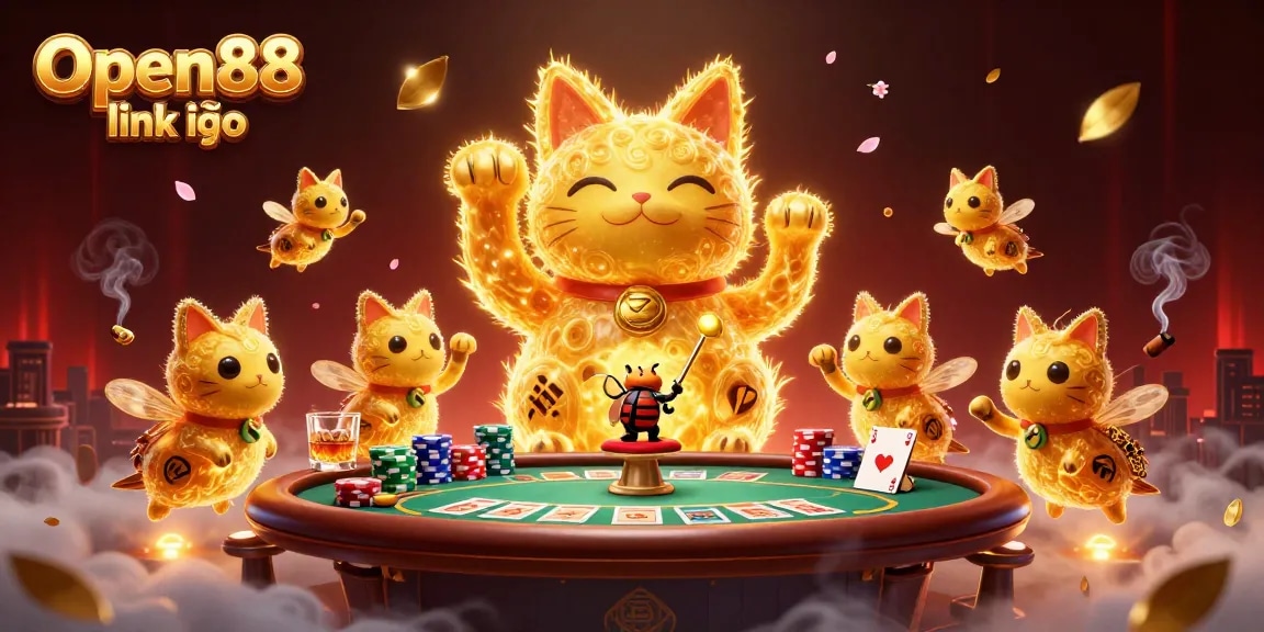 Experience the excitement of Open88 link vào with vibrant casino-themed digital illustration.