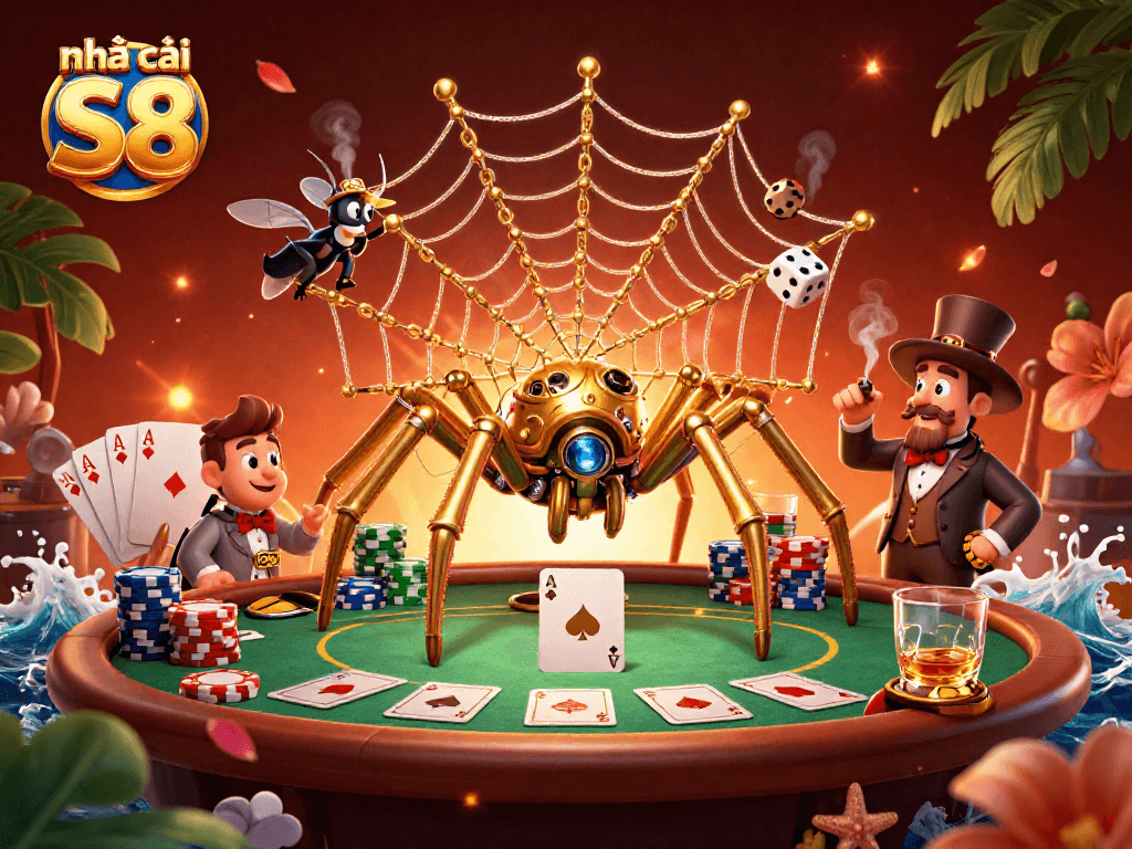Engage in exciting games at nhà cái S8 with thrilling poker scenes and steampunk aesthetics.