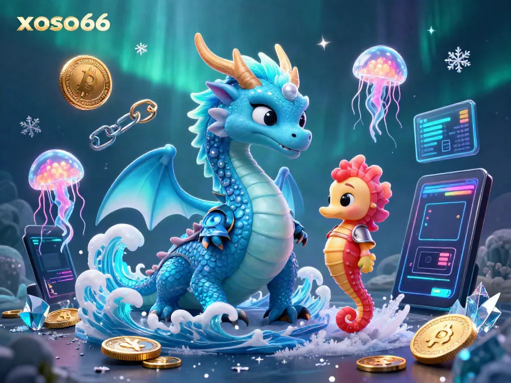 Experience the thrilling world of xoso66 with a magical underwater casino scene featuring a dragon and seahorse knight.
