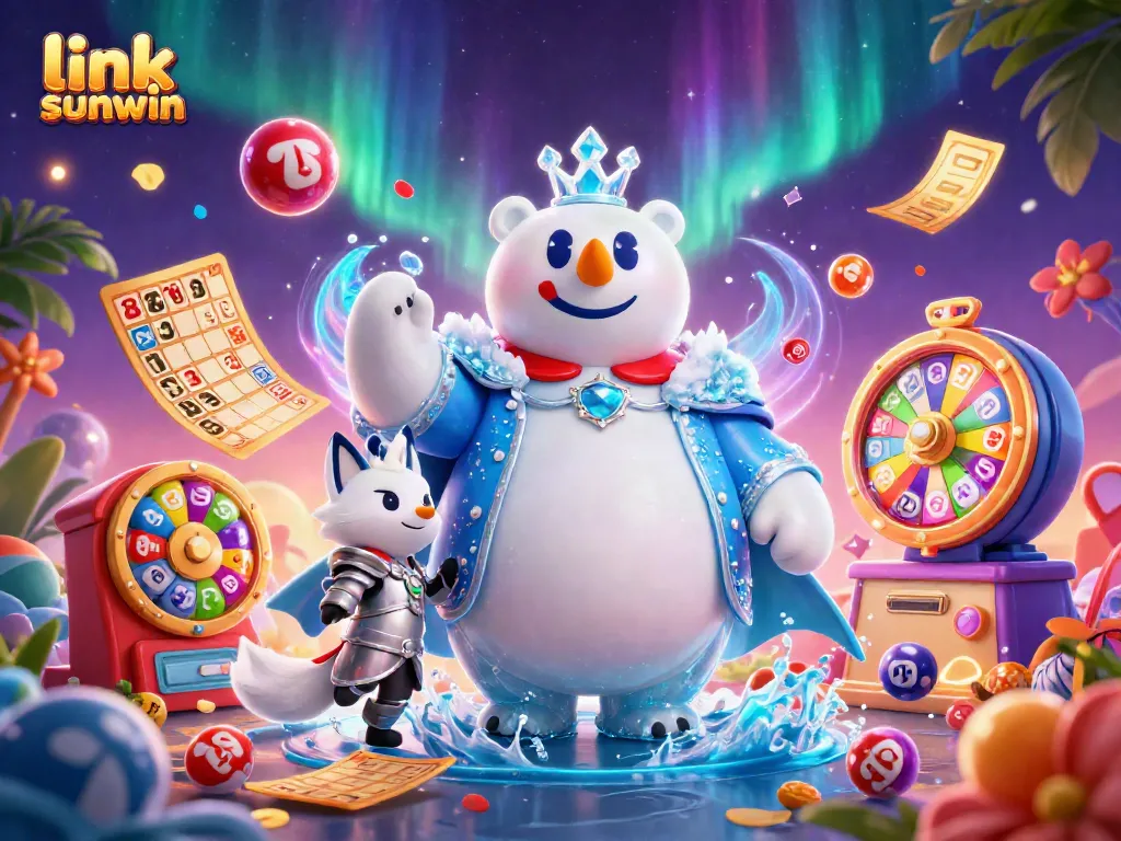 Experience the excitement of online gaming and link sunwin with a vibrant 3D cartoon scene featuring a polar bear and snow fox.