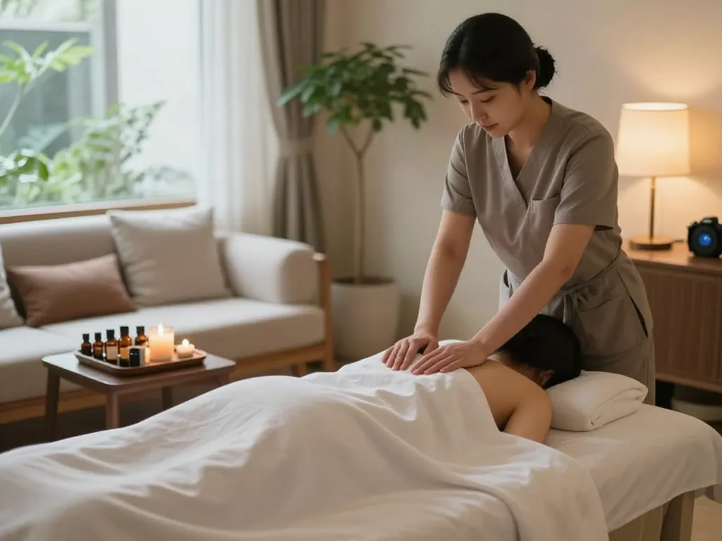 Experience ultimate relaxation with 역삼동출장안마 in a serene spa setting featuring a massage therapy scene.