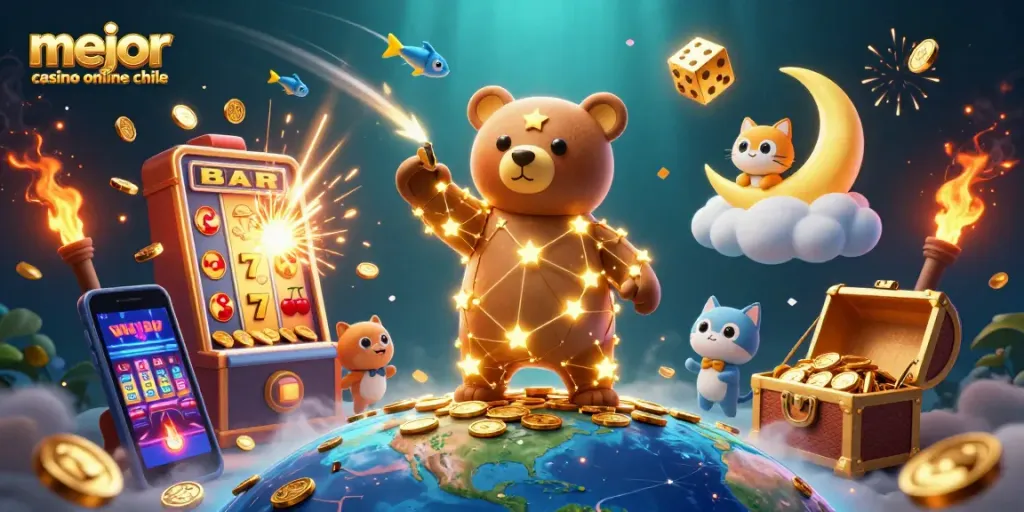 Gana en el mejor casino online Chile con tragamonedas y giros gratis en una escena dinámica llena de diversión.