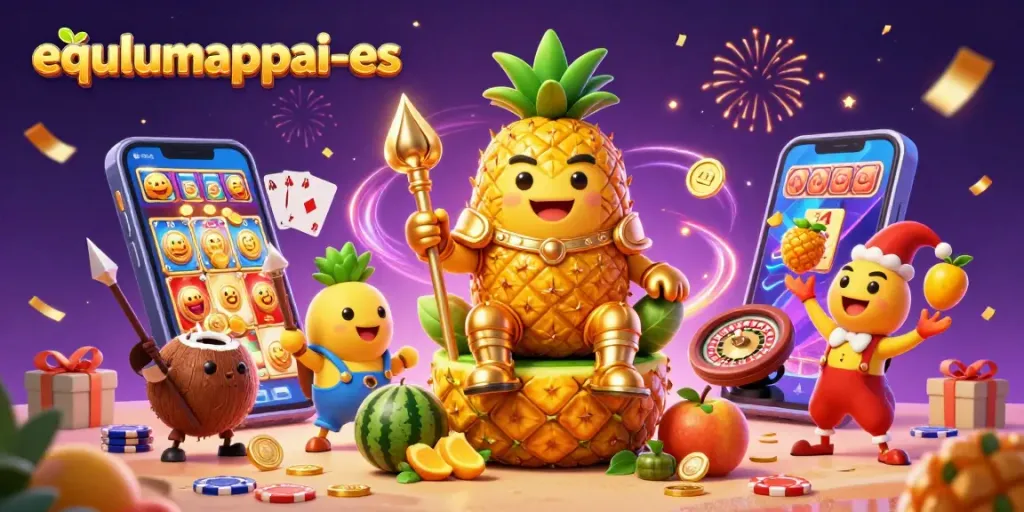 Bettors engage with dynamic equlumappai-es casino slots and game elements in a vibrant 3D scene.