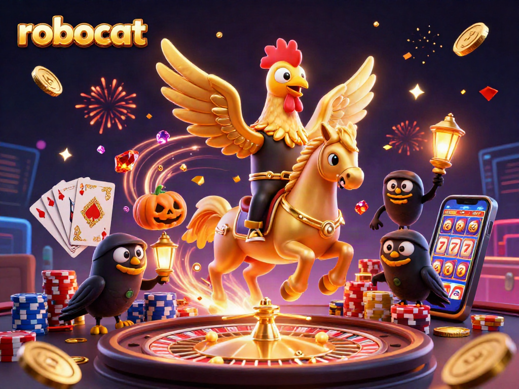 Experience the thrill of robocat in a vibrant midnight casino filled with treasures and energy.