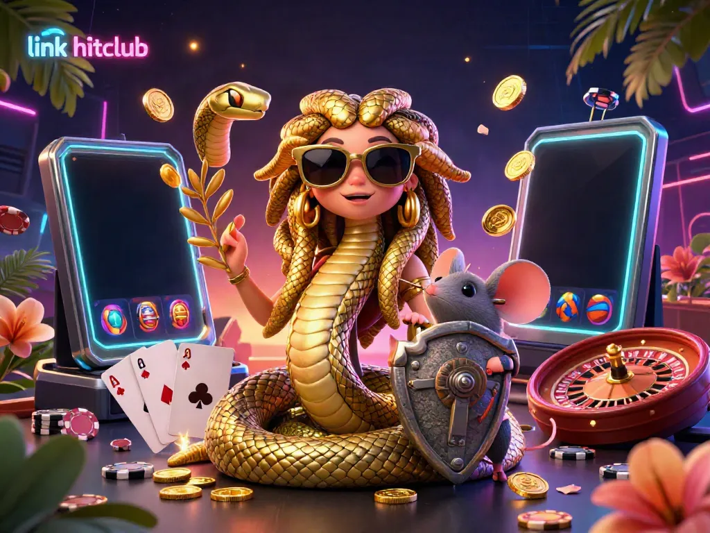 Experience the thrill of online gaming with link hitclub, featuring vibrant 3D casino elements and engaging characters.