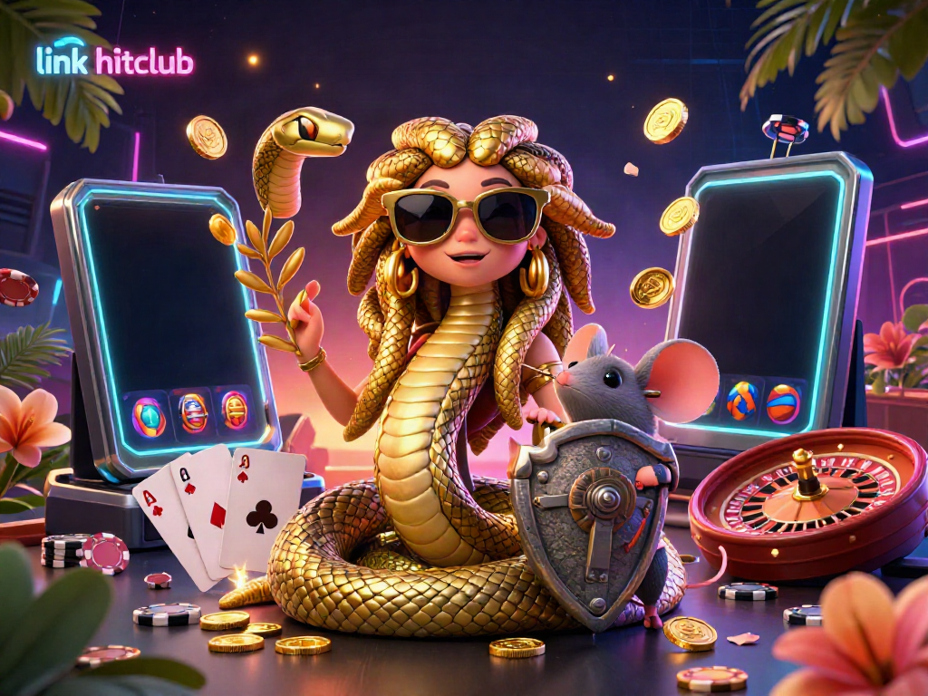 Experience the thrill of online gaming with link hitclub, featuring vibrant 3D casino elements and engaging characters.