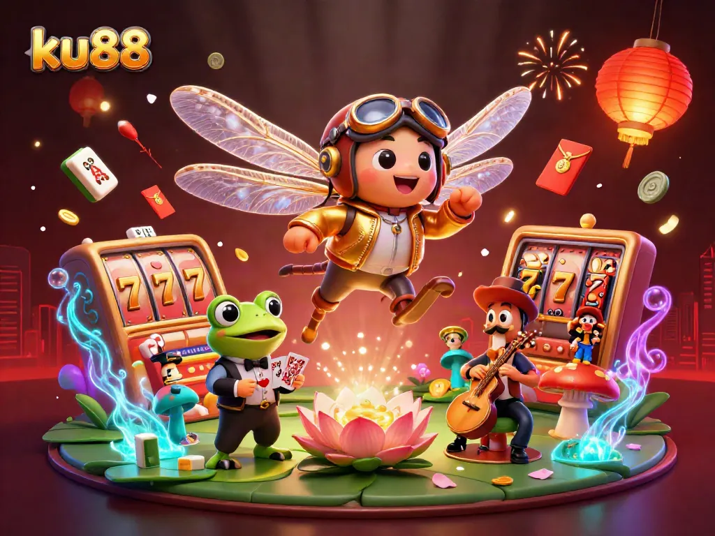 Play dynamic casino games with ku88, featuring engaging characters and vibrant 3D elements.