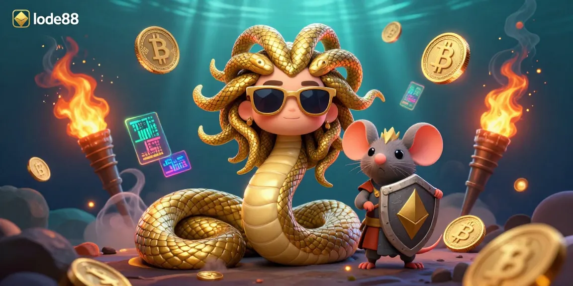Experience intense gaming excitement at lode88 with playful Medusa and warrior mouse in a captivating underwater scene.