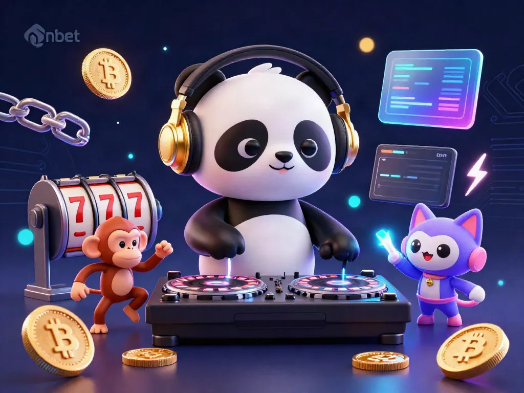 Experience the excitement of nbet with our vibrant, neon-lit gaming scene featuring a DJ panda and dynamic casino elements.