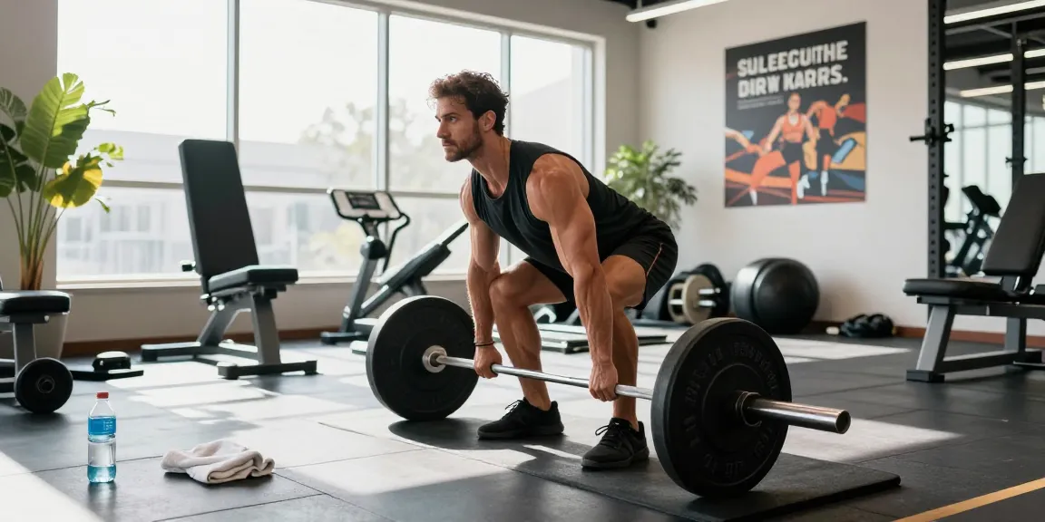 Culturista levantando pesas en un gimnasio moderno en Esteroidesshop