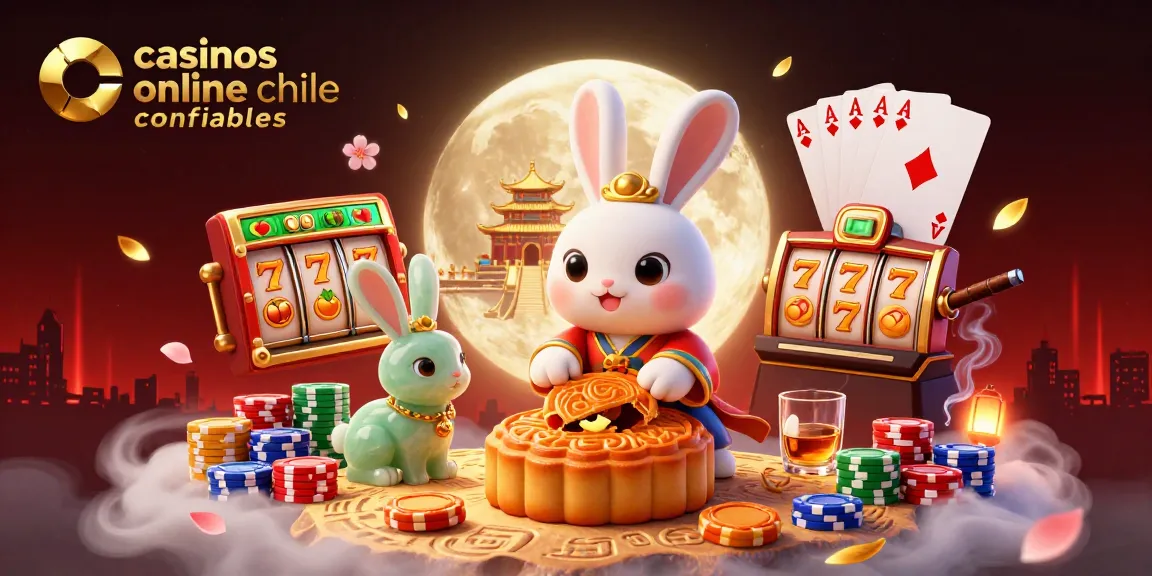 Ilustra un conejo de luna tradicional, promoviendo casinos online Chile confiables y juegos de azar.