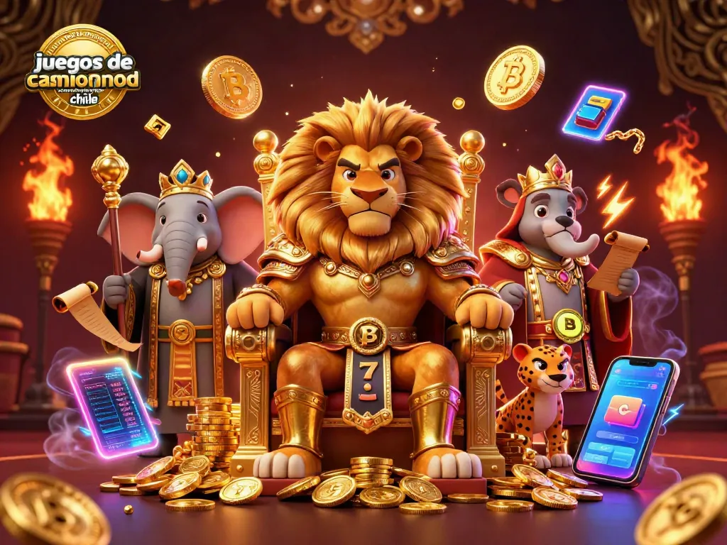 juegos de casino online con dinero real chile: Rey león y compañeros rodeados de elementos de tragamonedas y criptomonedas.