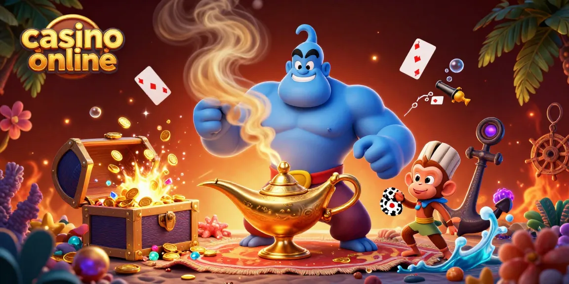 Juega en un casino online y descubre la magia de un genio rodeado de tesoros.