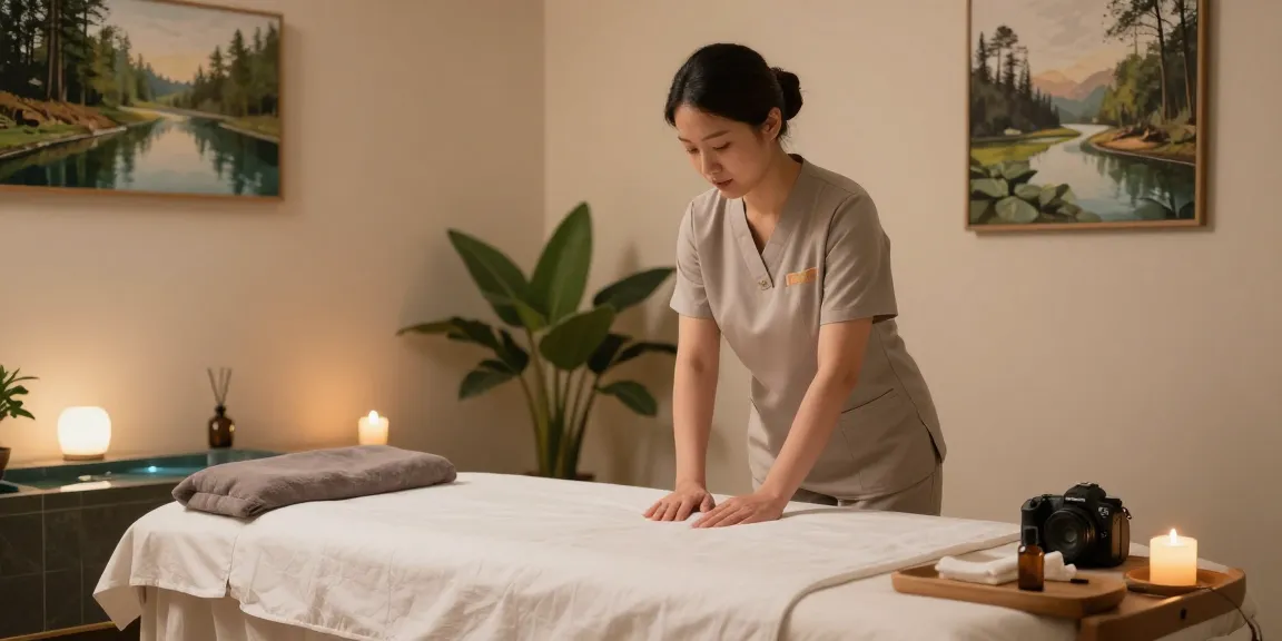 Relaxing massage therapy room with a focus on tranquility and comfort for 동탄출장마사지 clients.