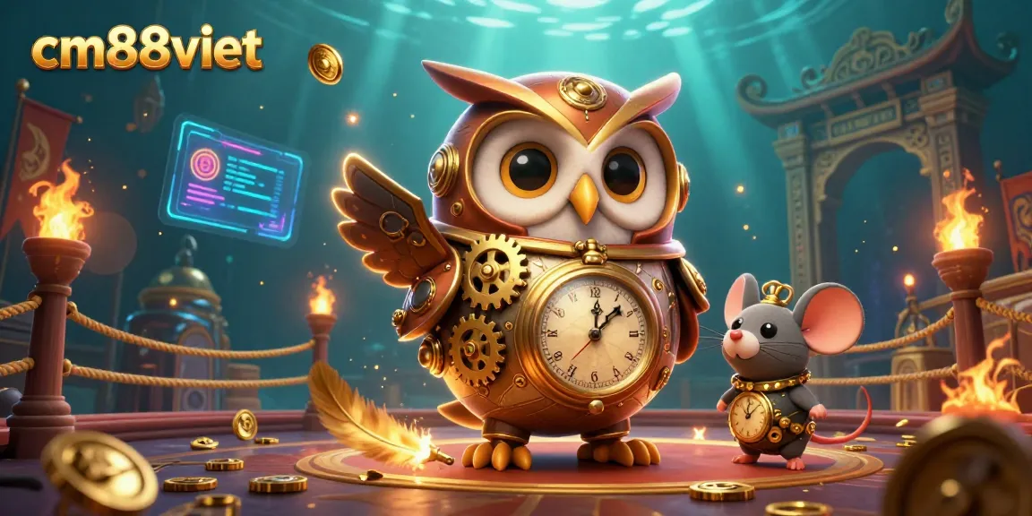 Engage with cm88viet for thrilling casino experiences amidst a vibrant animated scene.