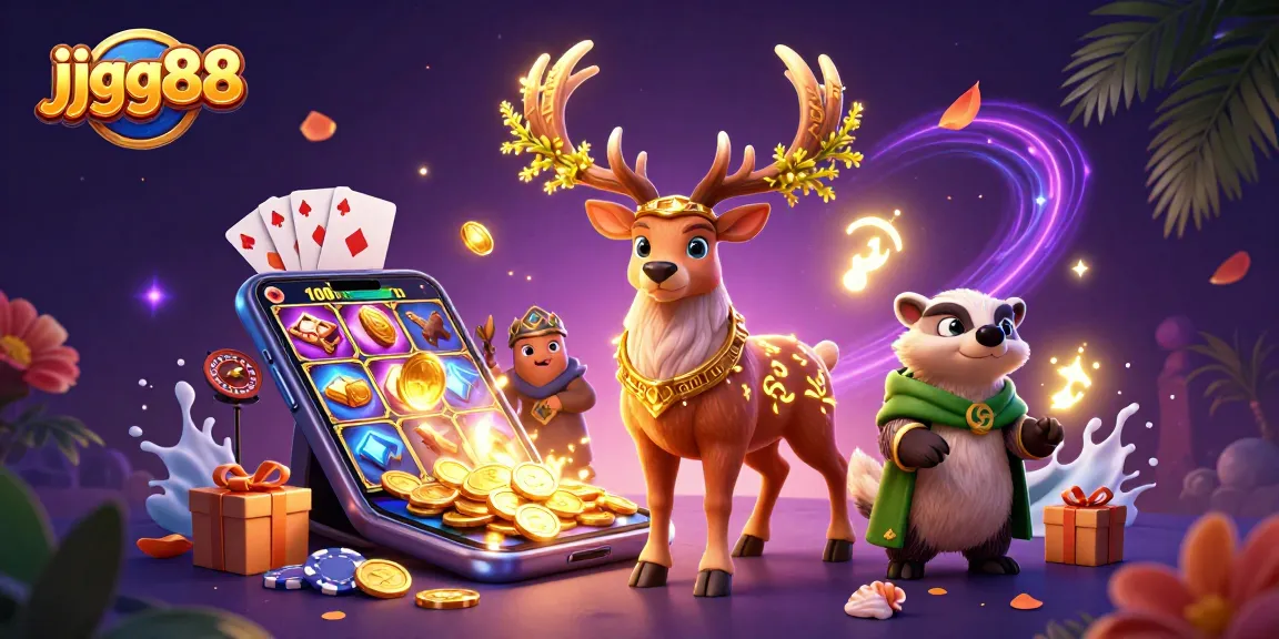 Spin to win with jjgg88 as the druid stag and badger illuminate a magical casino scene.