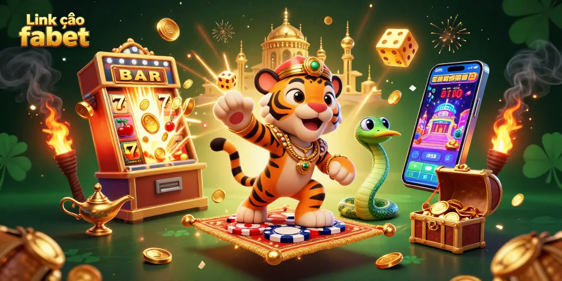Experience exhilarating moments with Link vào fabet in this vibrant casino adventure illustration.