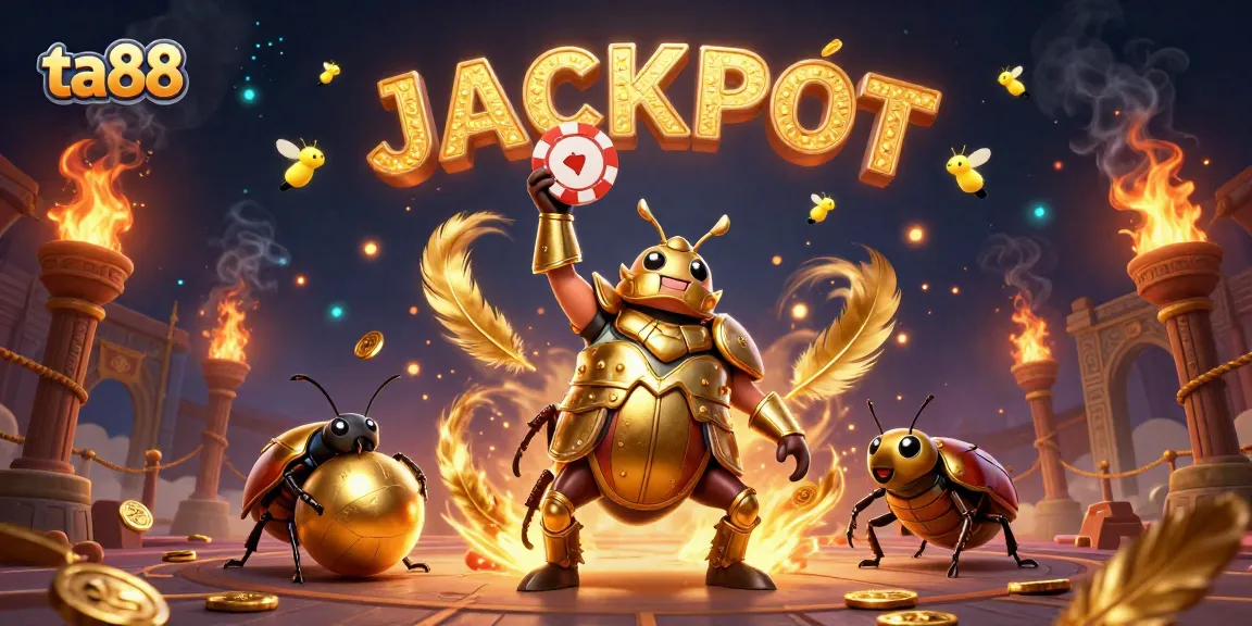 ta88 celebrates a big win with joyful characters, vibrant casino gaming atmosphere