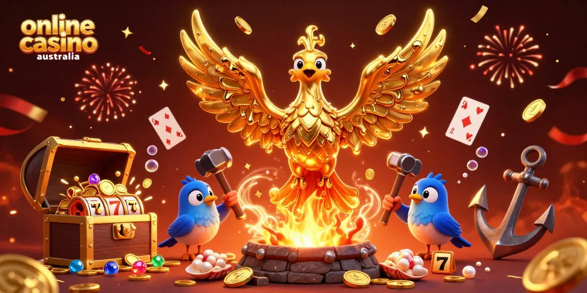 Engage with thrilling action at an online casino Australia featuring golden phoenixes and slot games.