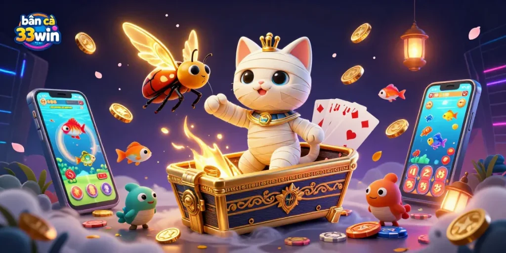 Bắn cá 33win immerses players in thrilling fish shooting action with vibrant underwater visuals and game elements.