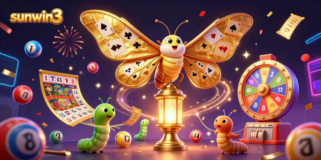 Experience thrilling wins with sunwin3 in a vibrant 3D casino scene full of excitement.
