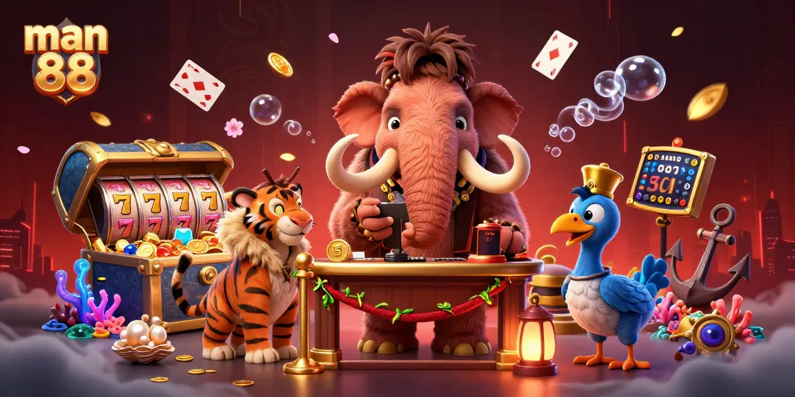 Experience thrilling action with man 88 featuring a cartoon casino bouncer and vibrant atmosphere.