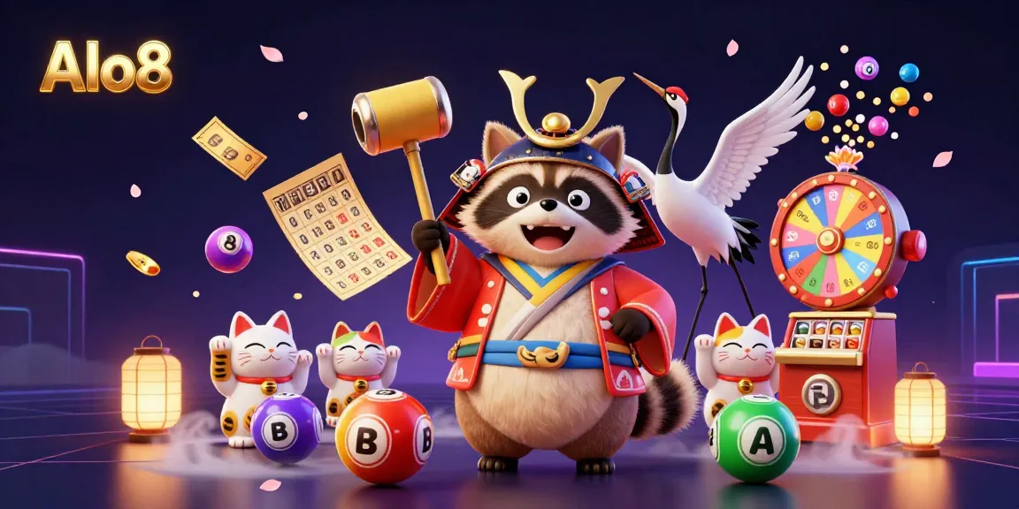 Alo8 brings excitement to gaming with vibrant lottery balls, cheerful tanuki, and dynamic casino elements.