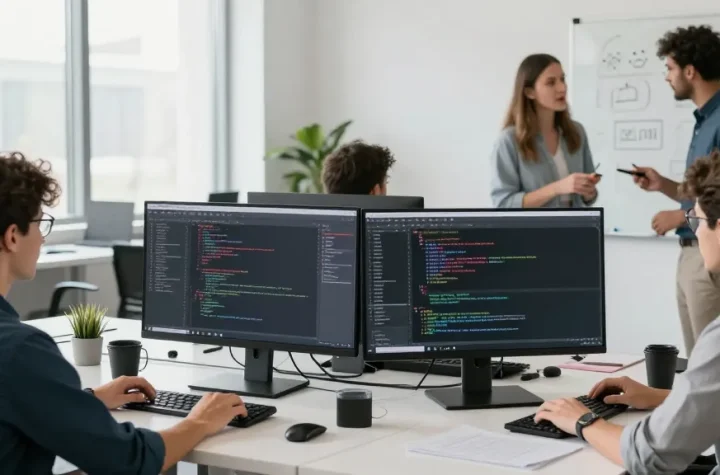 Sistema CAE en un entorno tecnológico avanzado, optimizando la eficiencia energética con software de gestión.